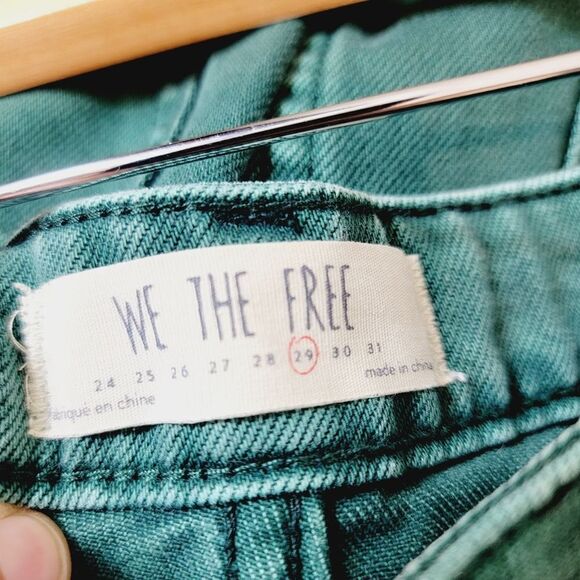 We the Free by Free People Zip It Up Green Mini Denim Grunge Distress Skirt Sz29 - Picture 7 of 7